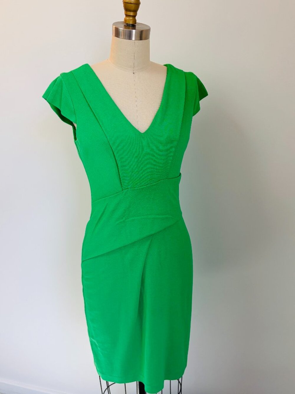 Yoana Baraschi Green Viscose Sheath Dress- Size 4- 2010s Tumblr Twee